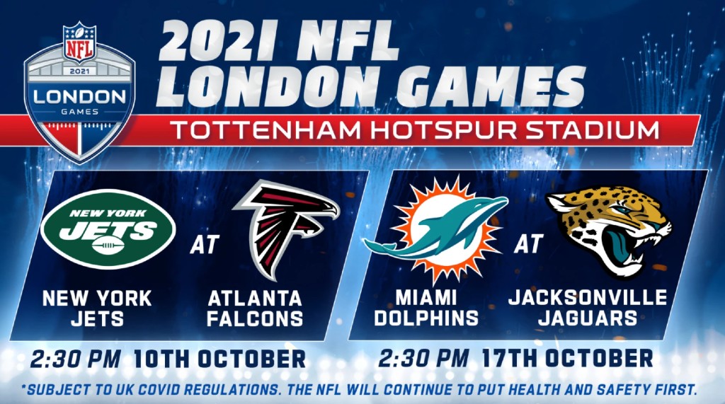 2021 NFL London games: Falcons vs. Jets and Jaguars vs. Dolphins