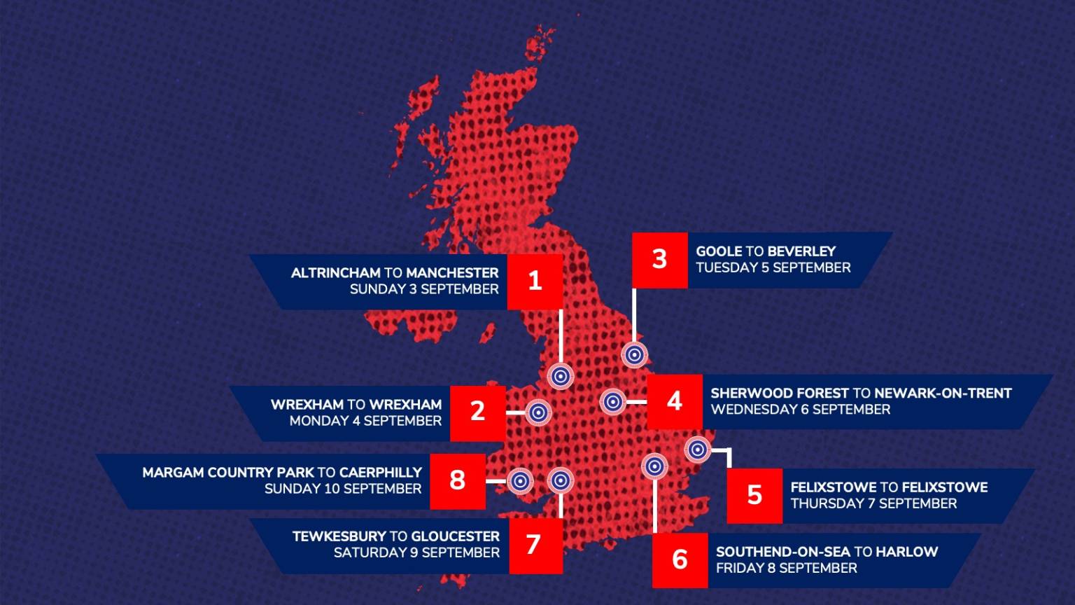 2023 Tour of Britain race route