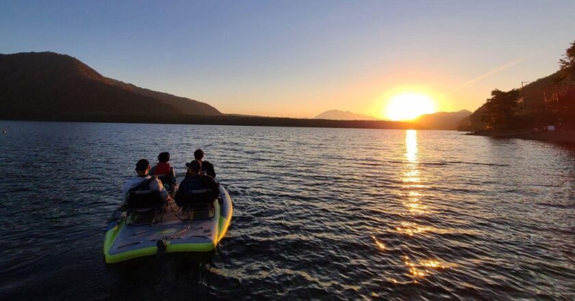 Sports travel bucket list: pedal kayaking at Hanz Outdoor Resort in Japan